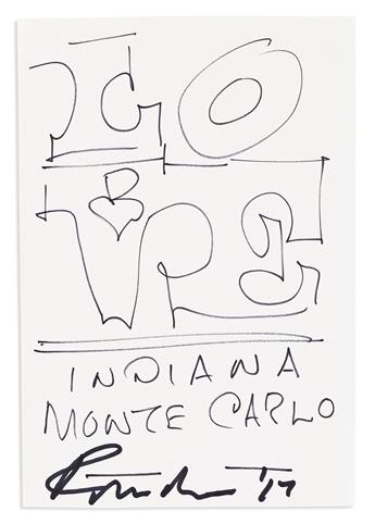 INDIANA, ROBERT. Group of 12 ink or graphite drawings Signed, "R.I." or "RIndiana" or "Robert" or in full, designs for various artworks